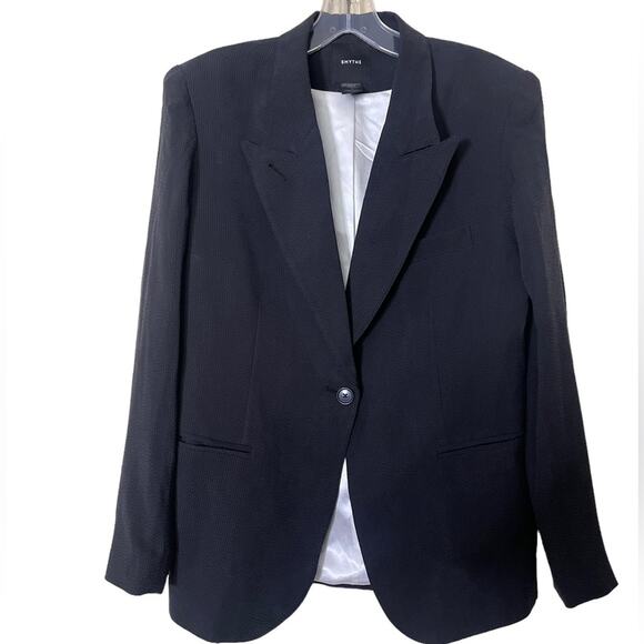Smythe Blazer 90’s Style Black One Button Single Breasted Jacket Size Small - Picture 2 of 8